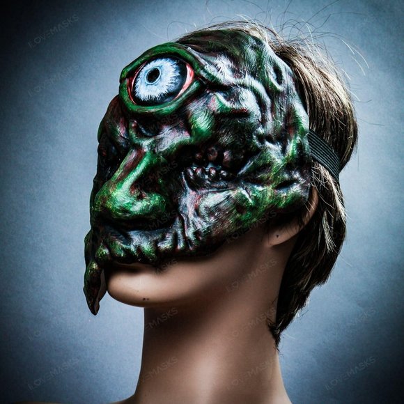 Halloween Horror Monster One-Eyed Party Mask Green - Picture 6 of 8